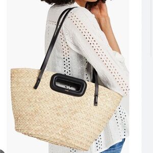 Maje leather trim straw tote - like new